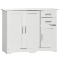 HOMCOM Bufet Modern din Lemn cu 2 Sertare și 2 Dulapuri, 100x40x78 cm, Alb(m-1)