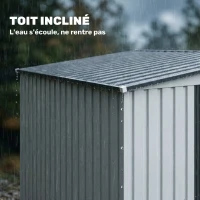 Outsunny Abri de Jardin Métal 2,81m², Toit Incliné, Kit de Fondation, Étagères Réglables, 2 Aérations, 154x206,5x181cm, Blanc(m-7)