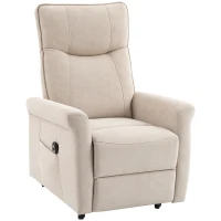 HOMCOM Sillón Relax Reclinable Eléctrico Levanta Personas 155° de Chenilla con Mando Asiento de Muelles Reposapiés Crema(m-11)