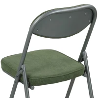 HOMCOM Lot de 2 chaises pliantes chaises de salle à manger portables avec assises et dossiers rembourrés en velours côtelé vert(m-10)