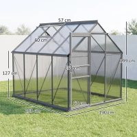 Outsunny 190 x 253 cm Walk-In Polycarbonate Greenhouse - Dark Grey(m-3)