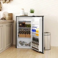HOMCOM Mini-Kühlschrank, 91 Liter Kapazität, Gefrierfach, verstellbare Fächer, leiser Betrieb, kompakte Größe, Stahl, Silber(m-9)