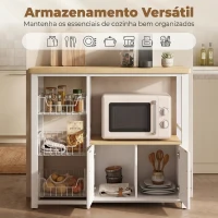 HOMCOM Estante de Cozinha com Arrumação, Suporte para Micro-ondas, Cestos Amovíveis e Armário, 100x35x80 cm, Branco(m-4)