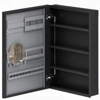 HOMCOM Armário de Casa de Banho com Espelho, Porta e Prateleiras Ajustáveis, Fecho Suave, 47x12,5x63,8 cm, Preto(m-7)