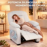HOMCOM Sillón Relax Reclinable Eléctrico Silencioso con Función Memoria Reposapiés Mando a Distancia Bolsillos Laterales Crema(m-7)