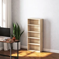HOMCOM Bibliothèque étagère de rangement 5 niveaux avec étagères réglables pour salon, chambre, bureau, 60x24x133,5cm, naturel(m-2)