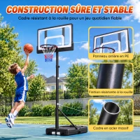 SPORTNOW Panier de Basket Extérieur pour Enfants, Hauteur Réglable 108-213 cm, Base Remplissable et Roulettes, Dès 3 Ans, Noir(m-7)