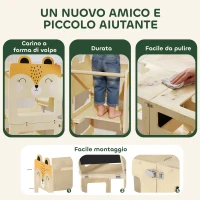 AIYAPLAY Torre Montessoriana per Bambini 2-5 Anni con Lavagna e Tavolino, in Legno, 57x39x93 cm, color Legno(m-6)