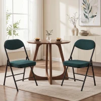 HOMCOM Lot de 2 chaises pliantes chaises de salle à manger portables avec assises et dossiers rembourrés en velours côtelé bleu(m-15)