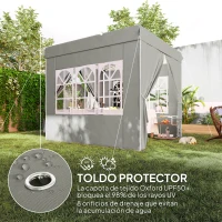 Outsunny Carpa Plegable 2,5x2,5 m Pop-up con Altura Ajustable 3 Niveles 4 Laterales Ventanas y Bolsa UPF50+ Impermeable Gris(m-6)