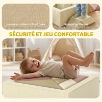 AIYAPLAY Parcours motricité bébé 9PCS avec piscine à balles, module en mousse souple avec housse en velours côtelé, multicolore(m-5)
