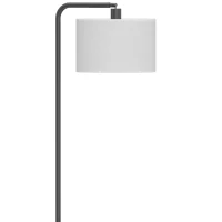 HOMCOM Dimmable Floor Lamp with Shelves, Charging Station, 3-Tier Storage Table, Adjustable Fabric Lampshade, Black(m-10)