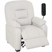 HOMCOM Sillón Relax Reclinable Eléctrico Silencioso con Función Memoria Reposapiés Mando a Distancia Bolsillos Laterales Crema(m-11)