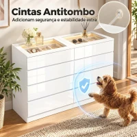 HOMCOM Cómoda Alto Brilho com 8 Gavetas Vidro Temperado e LED RGB Organizador de Joias Controlo por App(m-7)
