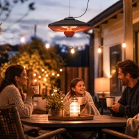 Outsunny Infrarotstrahler 2000 Watt Heizstrahler mit Fernbedienung 2 Heizstufen Schutzhülle LED-Anzeige elektrisch Wärmestrahler Quarzstrahler Terrassenheizer Infrarotheizung Schwarz(m-8)