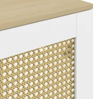 HOMCOM Cubre Radiadores con 2 Puertas de Ratán Cubreradiador Cubierta para Radiador para Salón Dormitorio 78x19x75 cm Blanco(m-10)