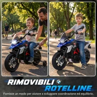 AIYAPLAY Moto Elettrica per Bambini 3-8 Anni 12V Licenza BMW G310 GS, Batteria al Litio, Rotelle Rimovibili, Blu(m-7)