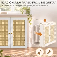 HOMCOM Cubre Radiadores con 2 Puertas de Ratán Cubreradiador Cubierta para Radiador para Salón Dormitorio 78x19x75 cm Blanco(m-7)