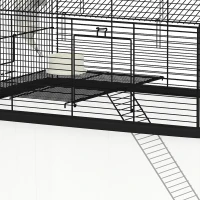 PawHut Cage hamster cage rongeur 2 étages avec roulettes plate-forme et échelle en fil d'acier 57 x 43 x 57 cm noir(m-10)