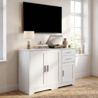 HOMCOM Bufet Modern din Lemn cu 2 Sertare și 2 Dulapuri, 100x40x78 cm, Alb(m-7)