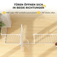 PawHut Haustierzaun, 10-Panel-Barriere mit Tür, faltbar, für kleine & mittelgroße Hunde, Kunststoff, Kohlenstoffstahl, Weiß(m-7)
