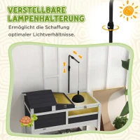 PawHut Houten Schildpaddenhuis, 2-Laags Schildpaddenverblijf met Plank, Lamphouder, Hoofdverblijf, Acrylvenster en Klapdak(m-5)