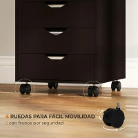 HOMCOM Cajonera Oficina con Ruedas y 5 Cajones Archivador Móvil para Estudio Salón 40x40x68,5 cm Marrón(m-5)