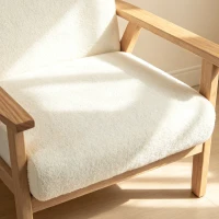 HOMCOM Modern Armchair, Sherpa Fleece Upholstered Accent Chair with Solid Wood Legs and Wide Seat, Cream White(m-11)