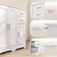 HOMCOM Bufet Modern din Lemn cu 2 Sertare și 2 Dulapuri, 100x40x78 cm, Alb(m-6)