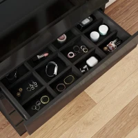 HOMCOM High Gloss 4 Drawer Chest of Drawers with Glass Top and RGB LED Lights, Dresser w/ Jewelry Organizer, APP Control, Black(m-10)