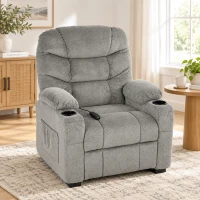 HOMCOM Sillón Relax Reclinable Eléctrico Silencioso con Función Memoria Reposapiés Mando a Distancia Bolsillos Laterales Gris(m-9)