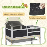PawHut Houten Schildpaddenhuis, 2-Laags Schildpaddenverblijf met Plank, Lamphouder, Hoofdverblijf, Acrylvenster en Klapdak(m-6)