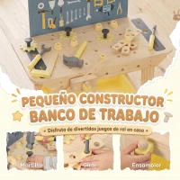 AIYAPLAY Banco de Herramientas para Niños de Madera 28 Accesorios Caja de Almacenaje Juguete para 3 a 8 años Natural(m-4)