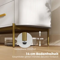 HOMCOM Sideboard, 140 cm Küchenschrank im modernen Rillen-Design mit 3 Schubladen, verstellbarem Einlegeboden und Metallbeinen(m-7)