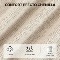 HOMCOM Sillón Relax Sofá Individual de Chenilla Moderna Acolchado de Espuma de Alta Densidad Diseño Comprimido Beige(m-4)