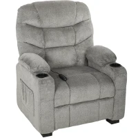 HOMCOM Sillón Relax Reclinable Eléctrico Silencioso con Función Memoria Reposapiés Mando a Distancia Bolsillos Laterales Gris(m-1)