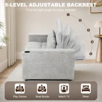 HOMCOM 2 Seater Sofa Bed, 3-in-1 Convertible Pull Out Sleeper Bed with Hidden Table, USB Port, Armrest Storage, Grey(m-5)