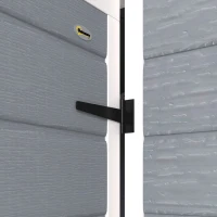 Outsunny Abri de Jardin en Résine 1,9m² avec Plancher, Toit Pointu, Fenêtre, 2 Aérations, Porte Verrouillable 182x121x200cm, Gris(m-13)