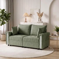 HOMCOM 2 Seater Sofa with Lift-Up Storage, 168 cm Comfy Velvet Small Couch with Wide Deep Seat, Plush Backrest, Thick Padding, 2 Pillows, Loveseat for Living Room, Home Office, Dark Green(m-9)