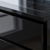 HOMCOM High Gloss 4 Drawer Chest of Drawers with Glass Top and RGB LED Lights, Dresser w/ Jewelry Organizer, APP Control, Black(m-13)
