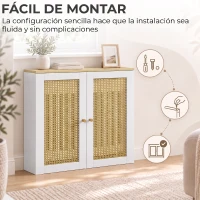 HOMCOM Cubre Radiadores con 2 Puertas de Ratán Cubreradiador Cubierta para Radiador para Salón Dormitorio 78x19x75 cm Blanco(m-6)