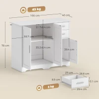 HOMCOM Bufet Modern din Lemn cu 2 Sertare și 2 Dulapuri, 100x40x78 cm, Alb(m-3)