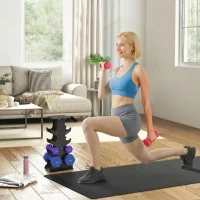 SPORTNOW Hanteln Set 3 Paar Kurzhanteln mit Aufbewahrungsständer rutschfeste Griff, 1-5 kg Hexagon(m-2)