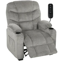 HOMCOM Sillón Relax Reclinable Eléctrico Silencioso con Función Memoria Reposapiés Mando a Distancia Bolsillos Laterales Gris(m-11)