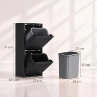 HOMCOM Kosz na śmieci Soft-Close wąski kosz 2 wkłady 30 l czarny(m-3)