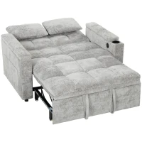 HOMCOM 2 Seater Sofa Bed, 3-in-1 Convertible Pull Out Sleeper Bed with Hidden Table, USB Port, Armrest Storage, Grey(m-1)