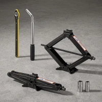 HOMCOM Gato Hidráulico para Coche 2,5T Altura de Elevación 95-435 mm con Llave de Carraca Bolsa para Automóvil SUV Negro(m-3)