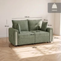 HOMCOM 2 Seater Sofa with Lift-Up Storage, 168 cm Comfy Velvet Small Couch with Wide Deep Seat, Plush Backrest, Thick Padding, 2 Pillows, Loveseat for Living Room, Home Office, Dark Green(m-3)