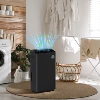 HOMCOM 5500mL Portable Dehumidifier with Air Purifier, UVC, Ioniser, 24H Timer, 5 Modes, 16L/Day, for Home Laundry, Black(m-2)