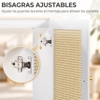 HOMCOM Cubre Radiadores con 2 Puertas de Ratán Cubreradiador Cubierta para Radiador para Salón Dormitorio 78x19x75 cm Blanco(m-5)